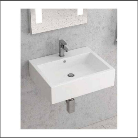 Lavabo Sospeso 56x45xh15,5 cm In Ceramica - Con Foro Troppopieno