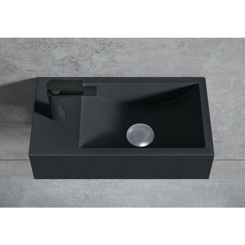 Bernstein - Lavabo sospeso BA18 di pietra artificiale (Solid Surface) - 40 x 22 x 10 cm - colore e foro rubinetto a destra o a sinistra selezionabili