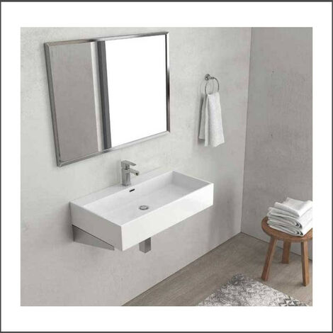 Lavabo Sospeso DAPHNE 43x36xh14 cm - In Ceramica - Con Foro Troppopieno