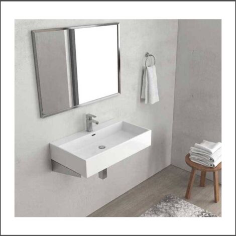 Lavabo Sospeso DAPHNE 50X42 X H14 cm  In Ceramica  Con Foro Troppopieno