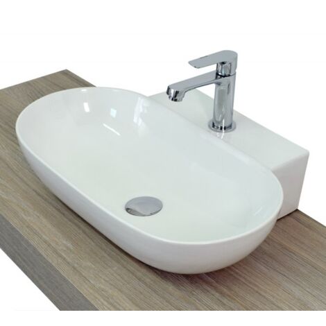 Lavabo sospeso e/o appoggio monoforo 57x40x13,5cm bianco Mues Wisig
