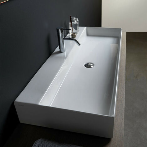 Lavabo Sospeso o D'appoggio 102x45xh14 cm ZENITH BW - Bordo Sottile - Ceramica Bianco