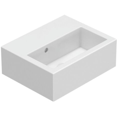 Lavabo Stone appoggio/sospeso salvaspazio cm. 40x32 in ceramica