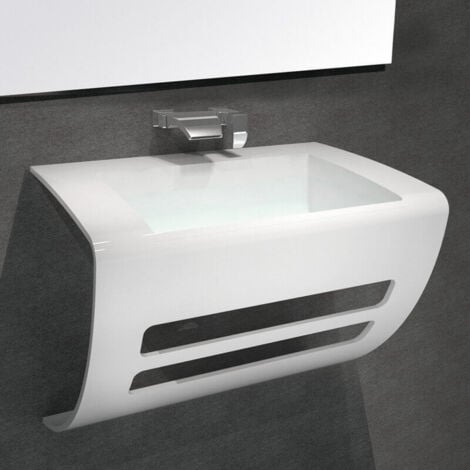 Lavabo Suspendu Design - Solid Surface Blanc Mat - 60x38 cm- Elegance