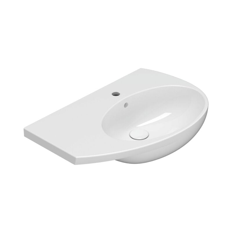 Ceramica Globo - Lavabo suspendu en céramique 70x45 cm droit Globo Mode ME070DBI Blanc - Céramique