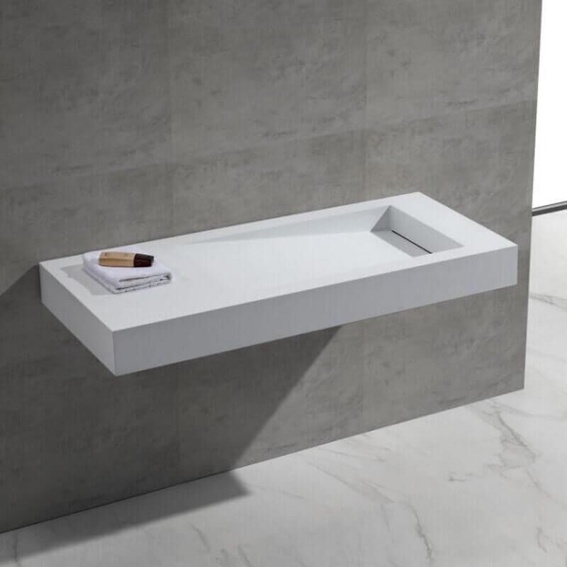 Rue Du Bain - Lavabo suspendu - Solid surface Blanc Mat - 120x50 cm - Feel