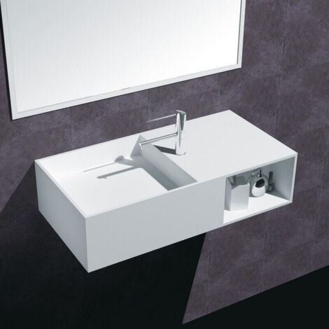 Lavabo Suspendu Rectangulaire - Composite Blanc Mat - 80x40 cm - Composed