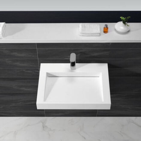Lavabo Suspendu Mat Cm Blanc 60x46 Rectangulaire Solid Surface GUMzVqSp