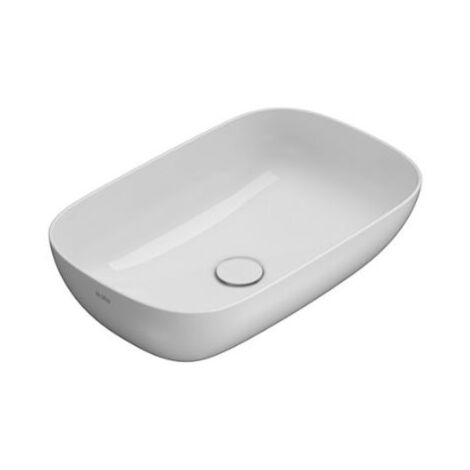 Lavabo T-Edge appoggio 60x38 ovale in ceramica bianco lucido di
