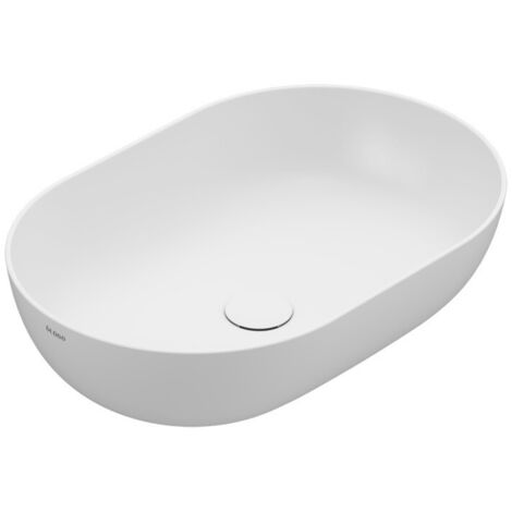 Lavabo T-Edge appoggio 60x41 ovale in ceramica bianco lucido di