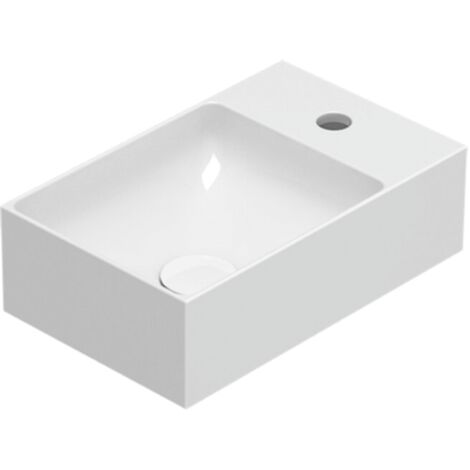 Lavabo T-Edge appoggio/sospeso salvaspazio cm. 40x25 in ceramica