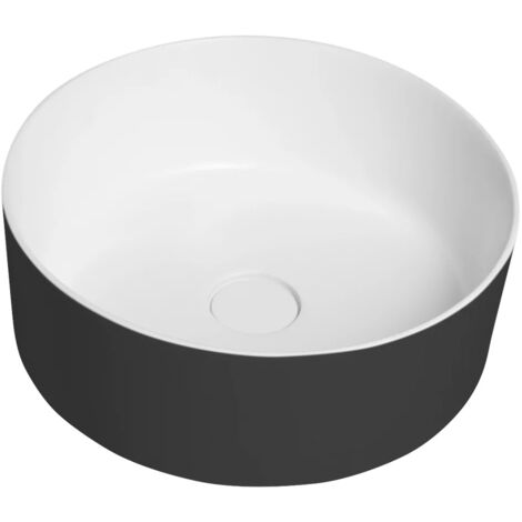Lavabo THIN pour comptoir, Rockstone Ø 38 cm, Carina/blanc mat