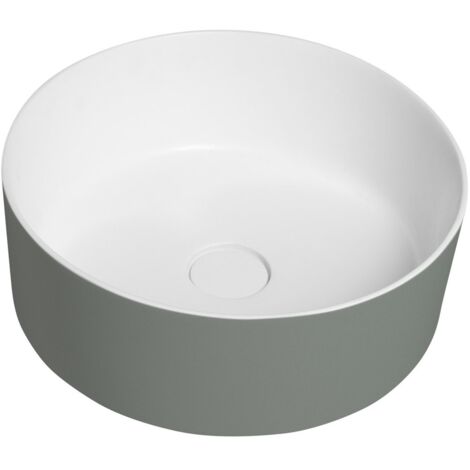 Lavabo THIN pour comptoir, Rockstone Ø 38 cm, Verde/blanc mat