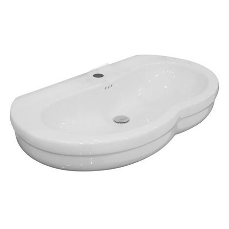Lavabo TIME d'Appoggio 95x51xh15 cm - Linee Tondeggianti - Ceramica Bianco