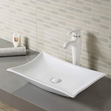 Lavello Cucina In Ceramica A Torino.Lavabo Torino Da Appoggio In Ceramica Bianca Sid821t