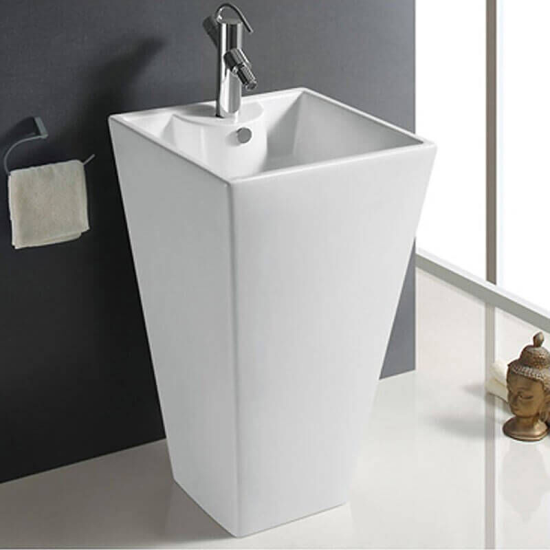 Lavabo Totem Carré - Céramique Blanc - 48x82 cm - Line