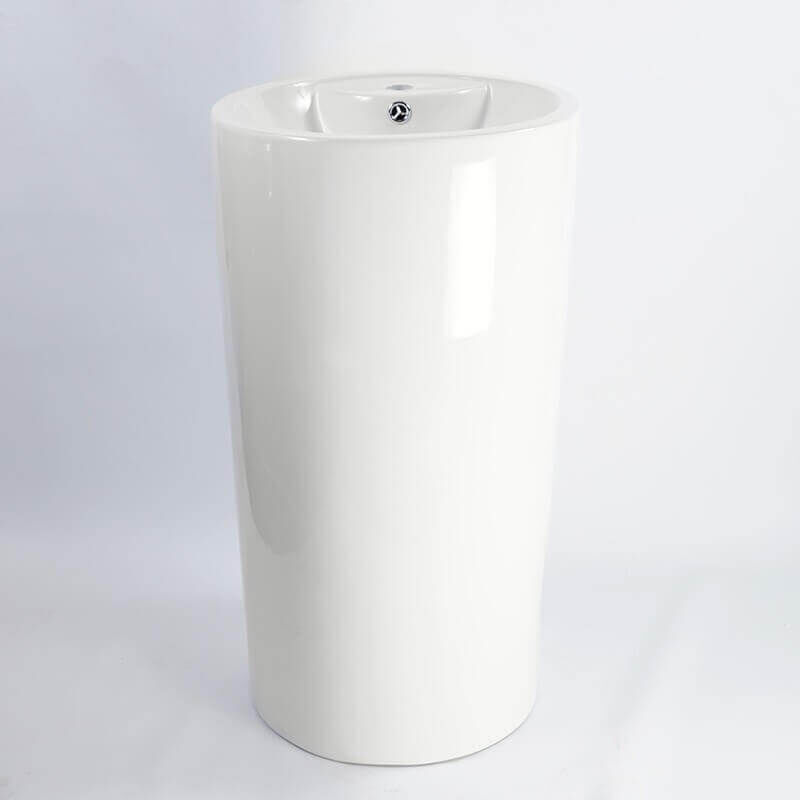 Rue Du Bain - Lavabo Totem Cylindre - Céramique Blanc - 46x82 cm - Sigma