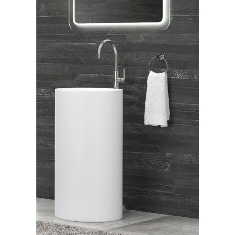 Lavabo totem MILOS 82x44 cm en solid surface-Blanc-44 --