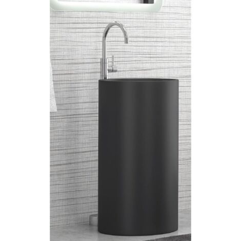 Lavabo totem MILOS 82x44 cm en solid surface-Noir-44 --