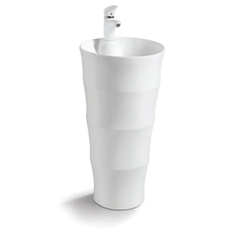 Lavabo totem rond à 1 trou ELYSEE 83x42x42 cm en céramique