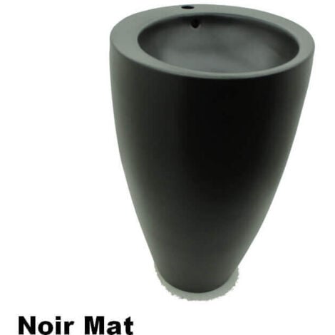 RUE DU BAIN Lavabo Totem Rond - Céramique Noir mat - 50x85 cm - Ove