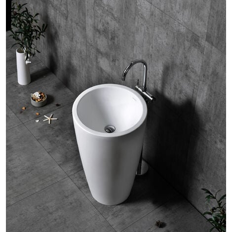 Lavabo totem TWZ16 di pietra solida (Solid Stone) -  50x50x90cm
