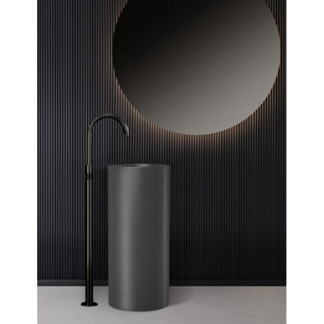 Lavabo totem VENUS 37,5x37,5x85 cm en acier inoxydable métallisé drainage au sol