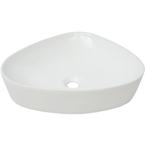 Lavabo triangular de cerámica blanco 50,5x41x12 cm vidaXL - Blanco