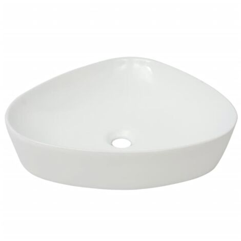 Lavabo triangular de cerámica lavabo lavabo baño 50,5 cm blanco 020002532
