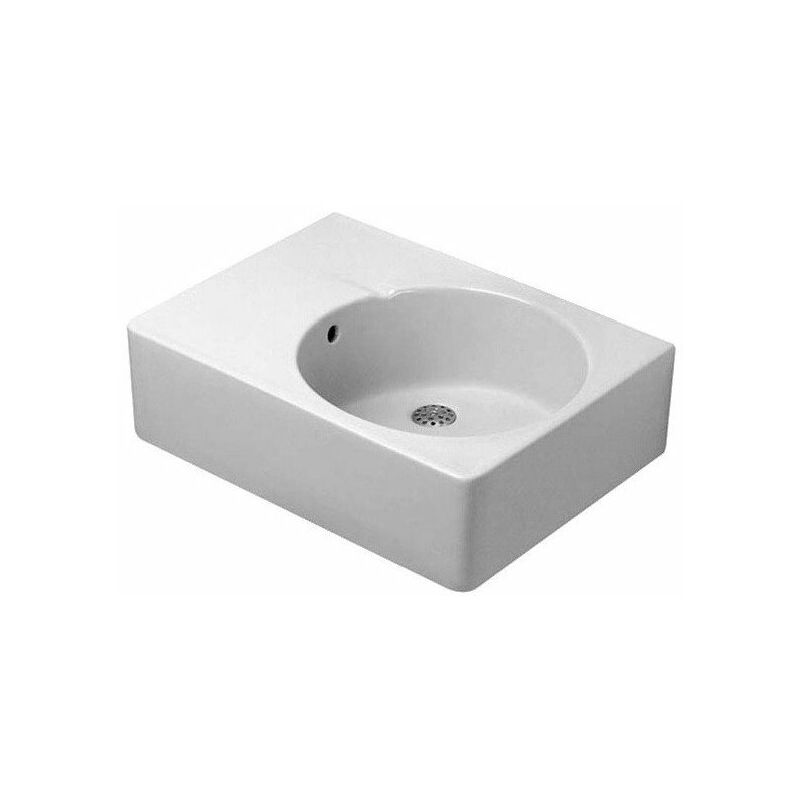 

Lavabo universal SCOLA con rebosadero, plataforma para grifería, lavabo 615 x 460 mm derecha, DURAVIT blanco