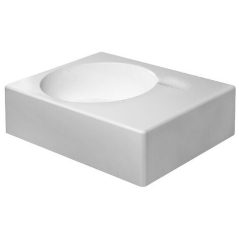 Lavabo universel SCOLA avec trop-plein, plage de robinetterie, vasque 615 x 460 mm à gauche, blanc DURAVIT