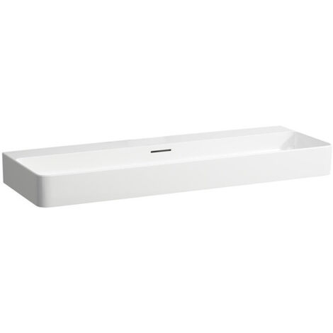 Lavabo VAL 1200 x 420 mm avec trop-plein, sans trou de robinetterie blanc LAUFEN