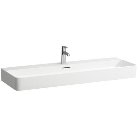 Lavabo VAL 1200 x 420 mm avec trop-plein, version 1 trou robinet blanc LAUFEN