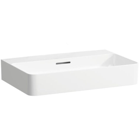 Lavabo VAL 650 x 420 mm avec trop-plein, sans trou pour robinet blanc LCC LAUFEN