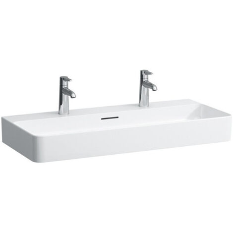 Lavabo VAL 950 x 420 mm avec trop-plein, version 2 trous robinet blanc LCC LAUFEN