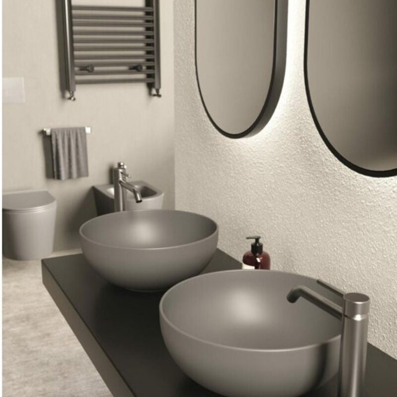 Lavabo, vasque à poser form Ø37 Noir mat Sans Bonde Sans Siphon Gioia Materia