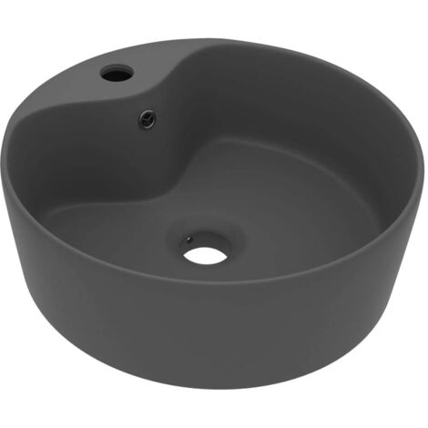 Lavabo vasque à poser Luxueux, Bac à laver, avec trop-plein Gris foncé mat 36x13cm Céramique OIB1970E