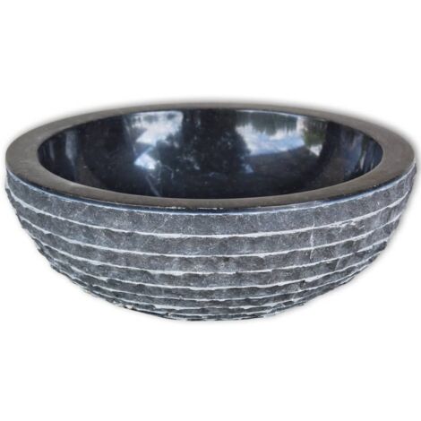 Lavabo Vasque à poser Luxueux, Bac à laver, Marbre 40 cm Noir OIB3886E