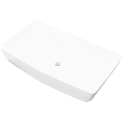 Lavabo vasque à poser Luxueux, rectangulaire Bac à laver, Céramique Blanc 71 x 39 cm OIB2046E