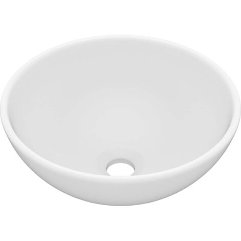 Lavabo vasque à poser Luxueux, rond Bac à laver, Blanc mat 32,5x14 cm Céramique OIB9787E
