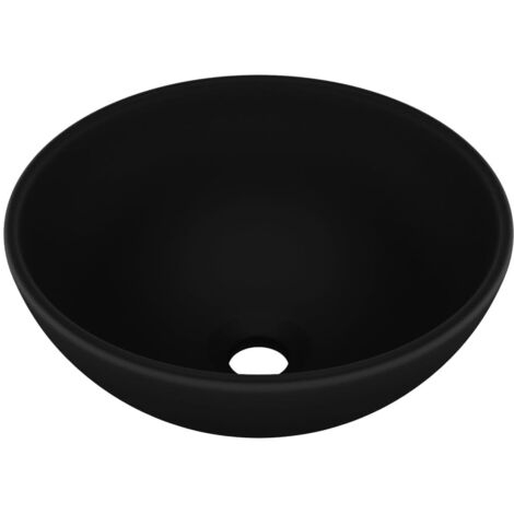 Lavabo vasque à poser Luxueux, rond Bac à laver, Noir mat 32,5x14 cm Céramique OIB2110E