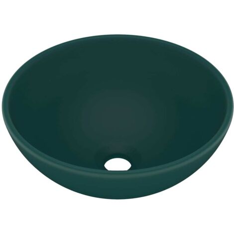 Lavabo vasque à poser Luxueux, rond Bac à laver, Vert foncé mat 32,5x14cm Céramique OIB1188E