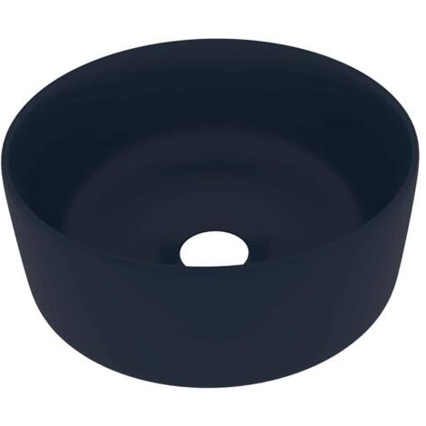 Lavabo vasque à poser Luxueux, rond de luxe Bac à laver, Bleu foncé mat 40x15 cm Céramique OIB1984E