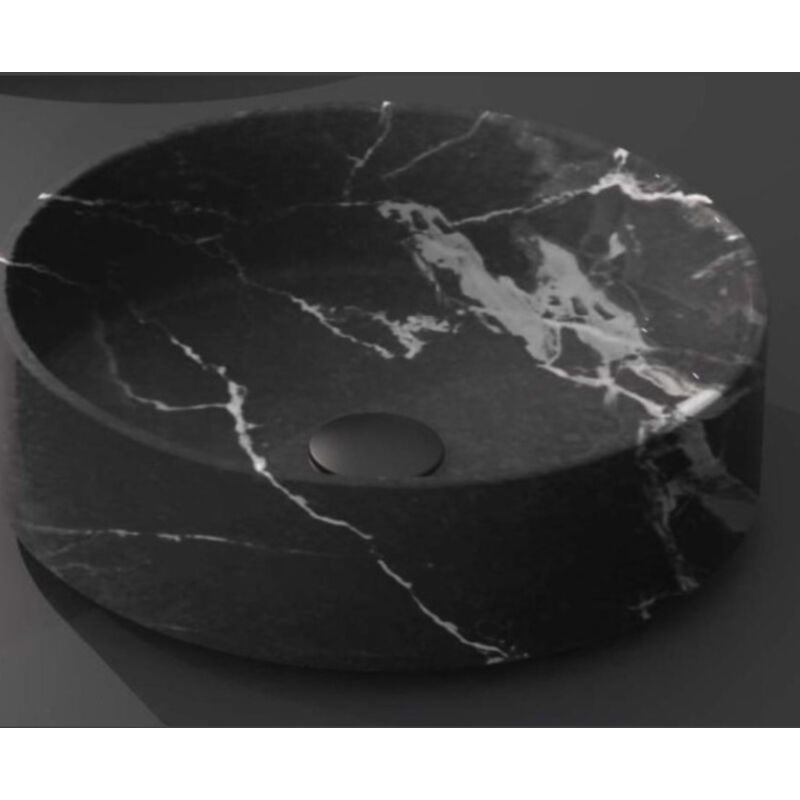 Lavabo, vasque à poser Resine Sink calacatta nero ronde Rond Noir Sans Bonde Gioia Materia
