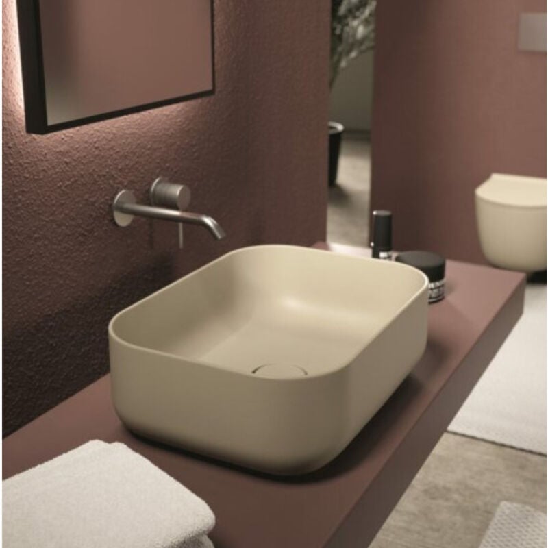 Lavabo, vasque à poser unica 50x37 Blanc brillant Avec bonde (colori assorti) Sans Siphon Gioia Materia