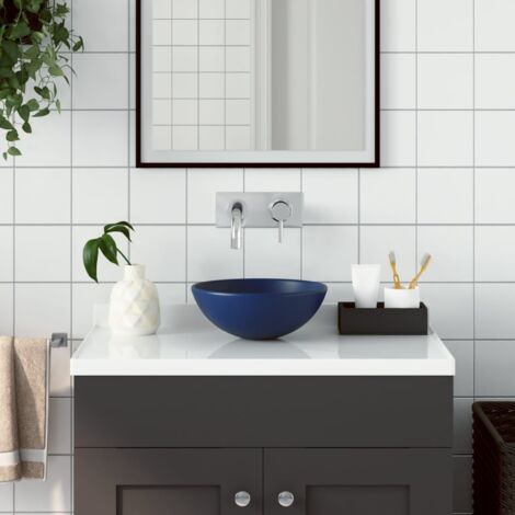 Lavabo, Vasque de salle de bain Céramique Bleu foncé Rond FR546717 DESIGN IN