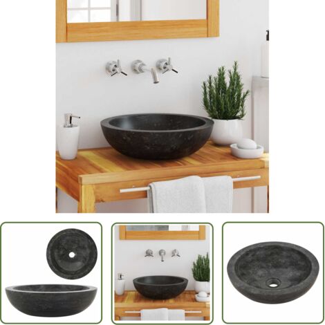 Lavabo vasque diamètre 40 cm marbre noir