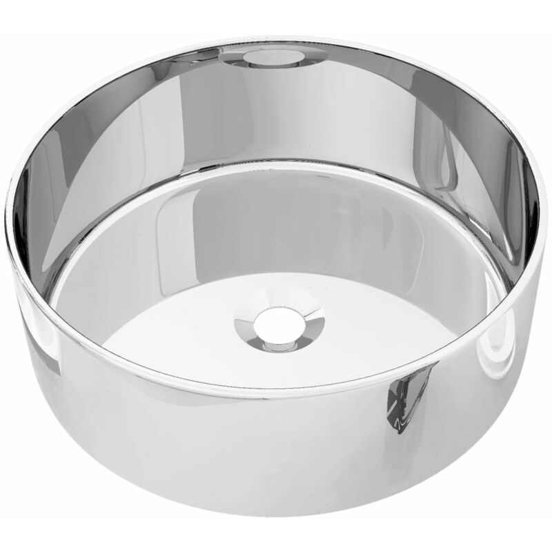 Lavabo vasque diamètre 40 cm céramique argenté