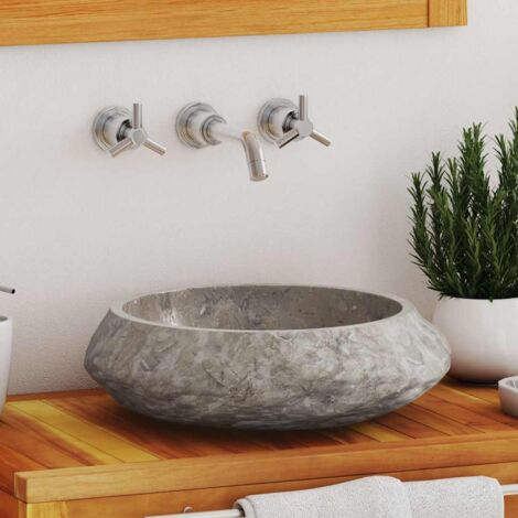 Lavabo-Vasque Gris Ø40x12 cm Marbre 530902