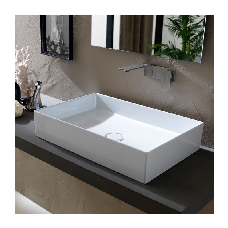 Gioia Materia - Lavabo, vasque Hide 60x37cm (rectangle) Blanc mat Sans Bonde Sans Siphon